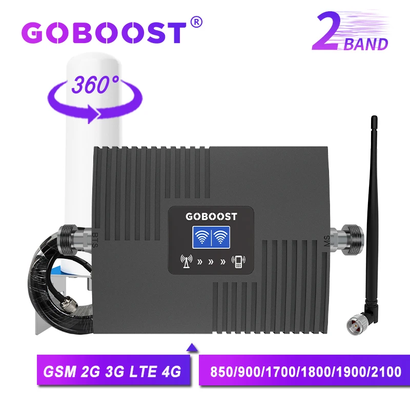 Двухдиапазонный ретранслятор сигнала GOBOOST Lte 4G 1800 GSM 900 2G 3G 850 2100 усилитель сотовой
