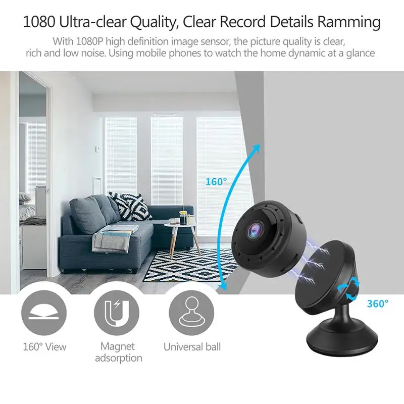 

NEW App Mini Wifi Camera 1080P Security Home Surveillance Smart Night Vision HD Video Motion Sensor IP Remote Monitor Phone