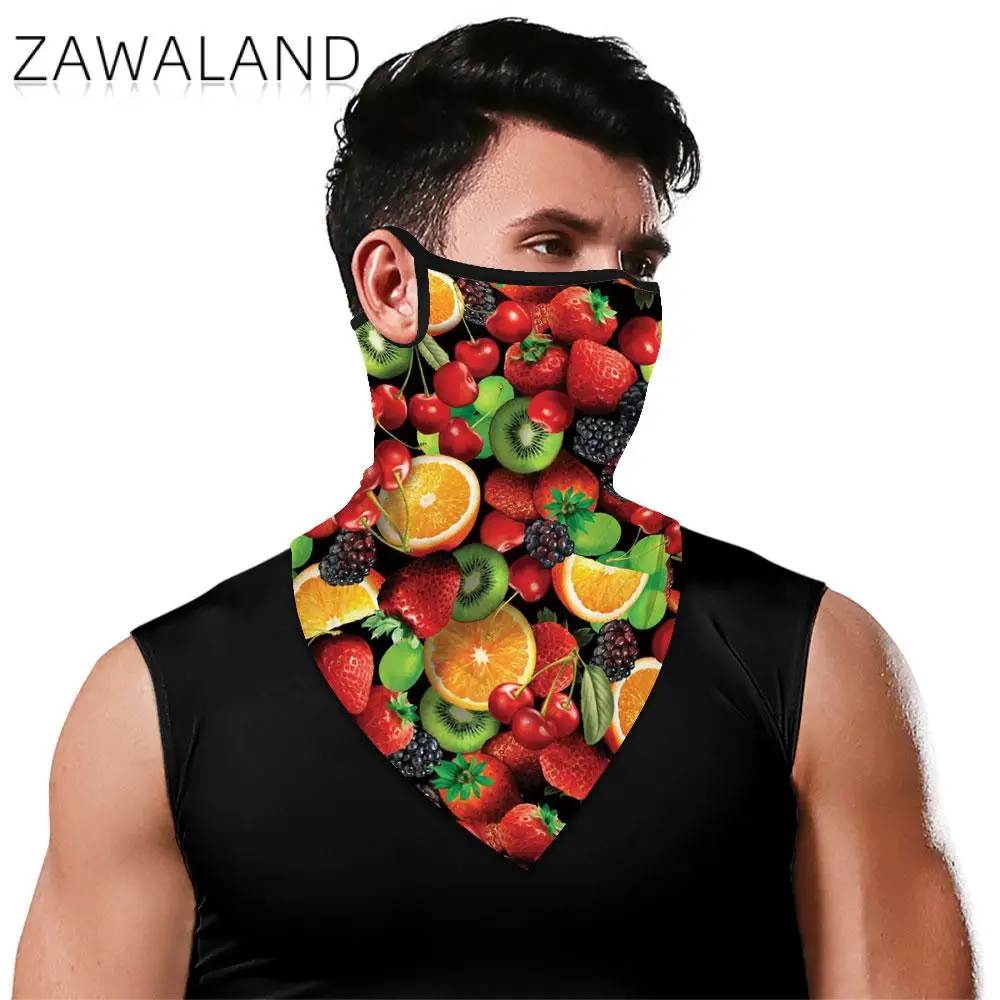 

Zawaland Colorful Fruit Mouth Scarves Outdoor Face Mask Scarf Windproof Print Neck Cover Multifunction Triangular Scarf