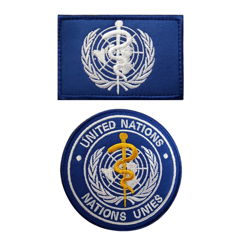 Нашивки с крючками и петлями вышивкой от Всемирной организации здравоохранения -