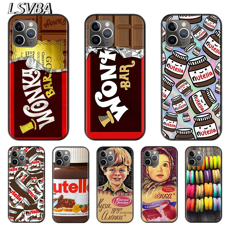 

Chocolate Peanut Butter For Apple iPhone 12 11 XS Pro Max Mini XR X 8 7 6 6S Plus 5 SE 2020 Black Silicone soft Cover Phone Case