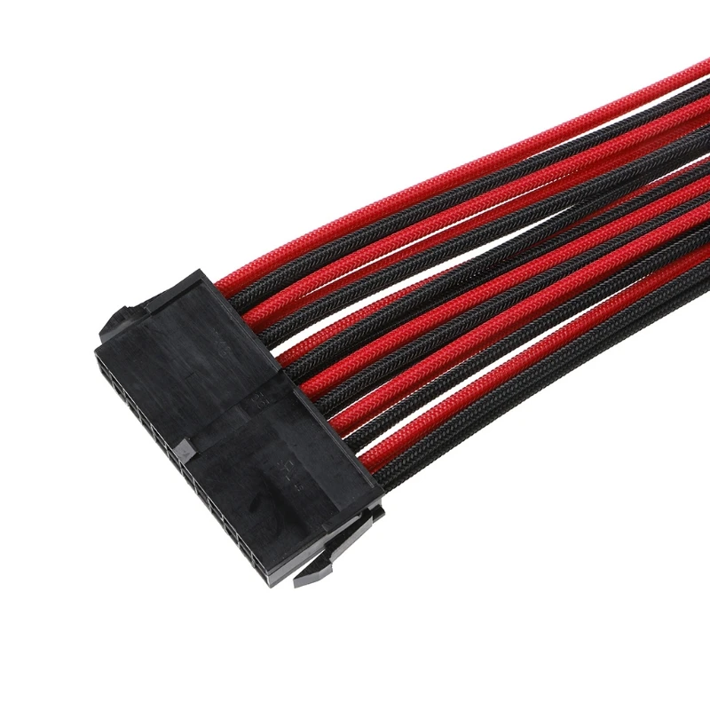 

High quality 24Pin EPS PSU Black & Red Single Sleeved Power Extension Cable