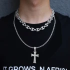 24 дюйма мужское ожерелье с крестом для мужчин Иисуса Христа молитва ожерелья с крестами Украшения для мужчин религиозная Подвеска 
