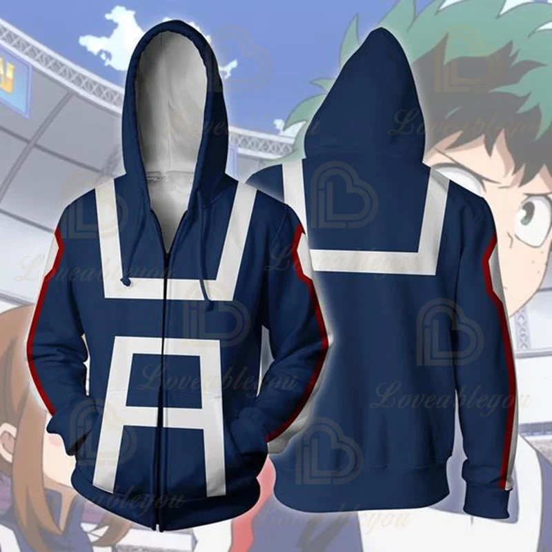 

3D Printed Hero Academia Zipper Hoodie Men Women No Hero Academia All Might Cosplay Costume Sweatshirt School Uniform Jackets