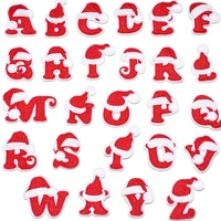 a z cute red christmas hat 26 letters icon embroidered applique patches for clothing diy sew up badge on the backpack