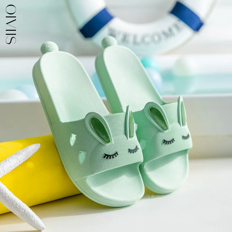 Детские пляжные шлепанцы с мультяшным Кроликом домашние тапочки сандалии
