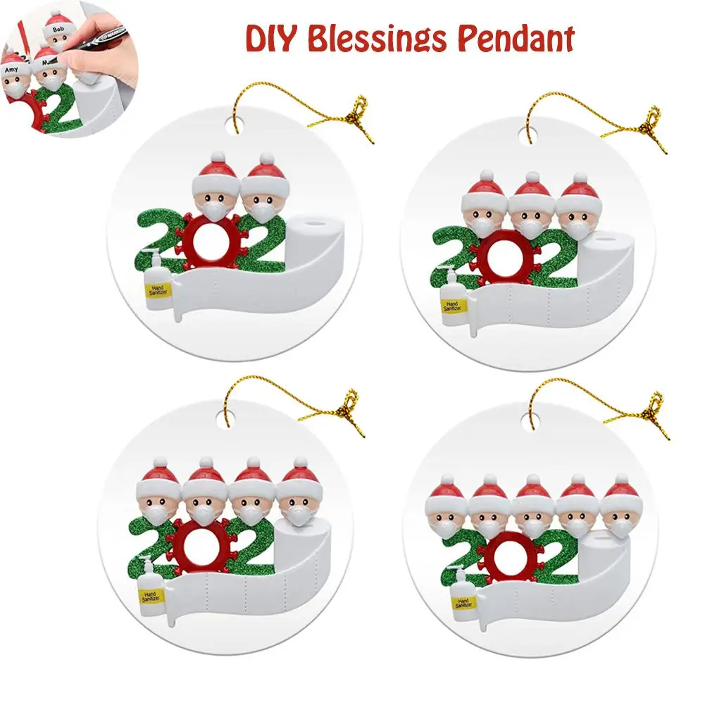 

2020 Quarantine Survived Family Christmas Ornaments Personalized DIY Blessings Pendant Christmas Tree Deocration gift