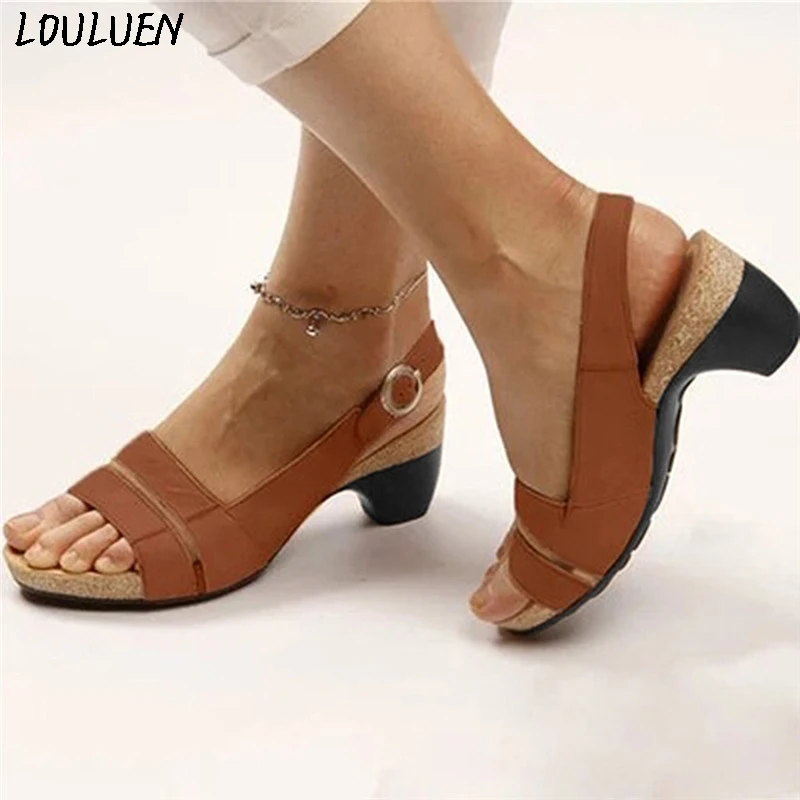 2019 г. LOULUEN босоножки женская модная повседневная обувь на низком каблуке с
