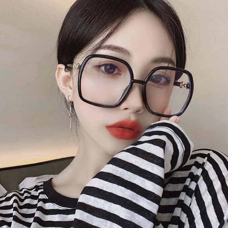 

Сетчатые красные большие черные простые плоские зеркальные корейские Звездные Ретро трендовые тонкие очки с защитой от синего света для бл...