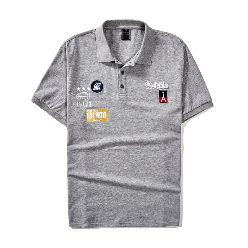 

2023162 large men's fat new polo shirt fashion trend casual versatile Lapel short sleeve men's T-shirt summer