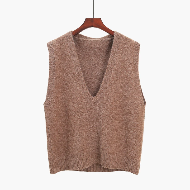 LANMREM 2020 новый осенне зимний пуловер без рукавов с v образным вырезом женский