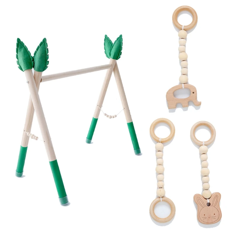 

1Set Baby Gym Play Nursery Sensory Ring-pull Toy Wooden Clothes Rack Room Decor 54DF