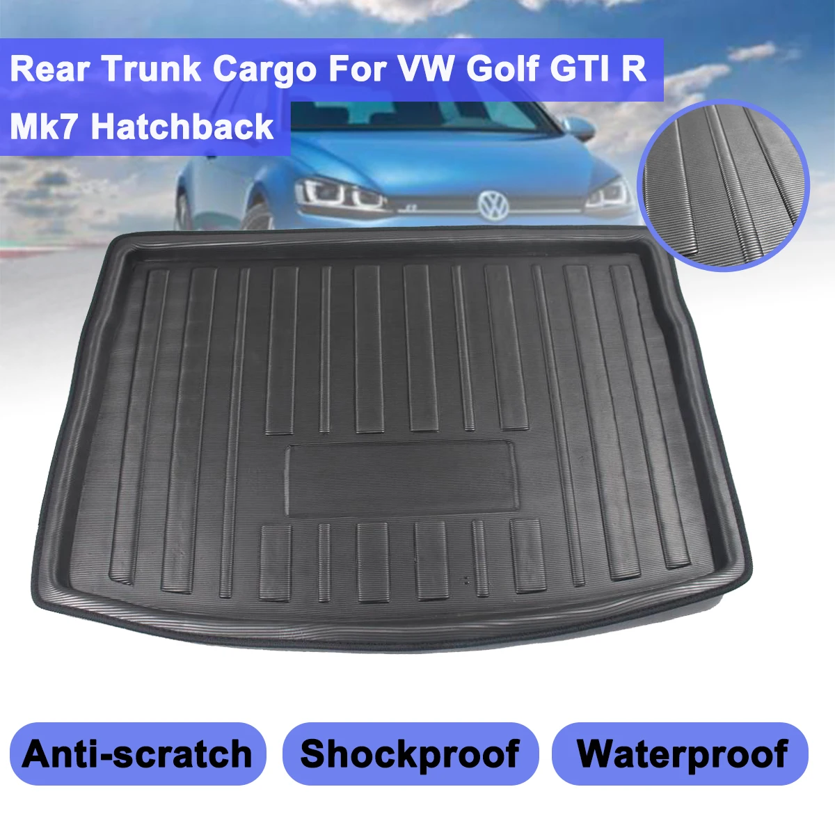 

For VW Golf GTI R Mk7 Hatchback 2013 2014 2015 2016 - 2018 Cargo LinerBoot Tray Rear Trunk Cover Matt Mat Floor Carpet Kick Pad