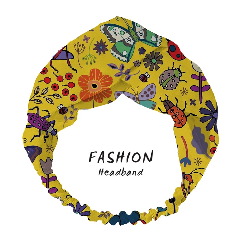 

2020 Women Hair Bands Accessories Headband Summer Jump For Joy Print Bohemian Turban Bandanas Hairband Headdress Hair Scrunchies