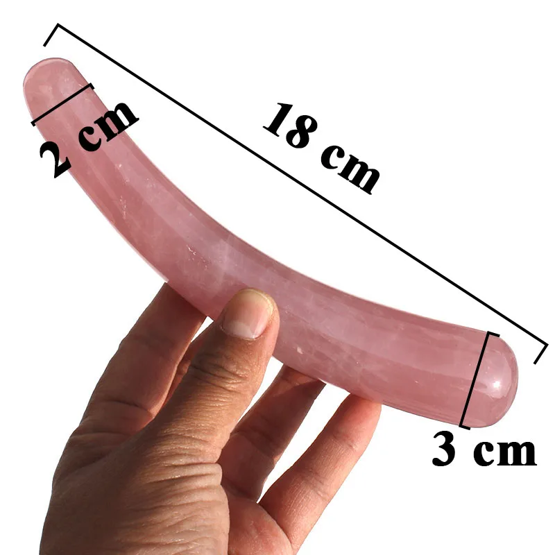 

1 Pcs 18 CM Natural Rose Crystal Massage Curved Yoni Wand