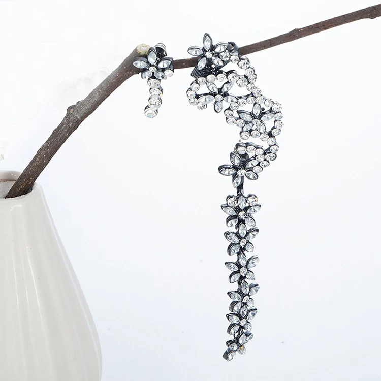 Хрустальное винтажное украшение в виде цветка висячие серьги ассиметричная