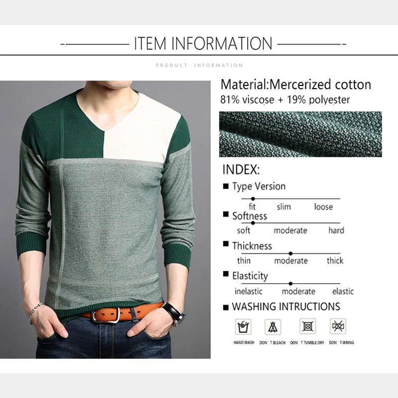 

PEVSN Men Autumn Sweater Long Sleeve Sweater Male Color Match Casual Splicing Design Slim Sweaters Outwear Hot Sale
