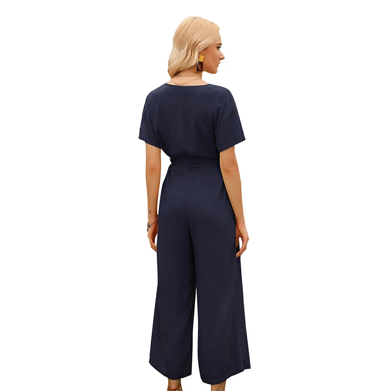 Женский однобортный комбинезон CINESSD длинный однотонный с v-образным вырезом