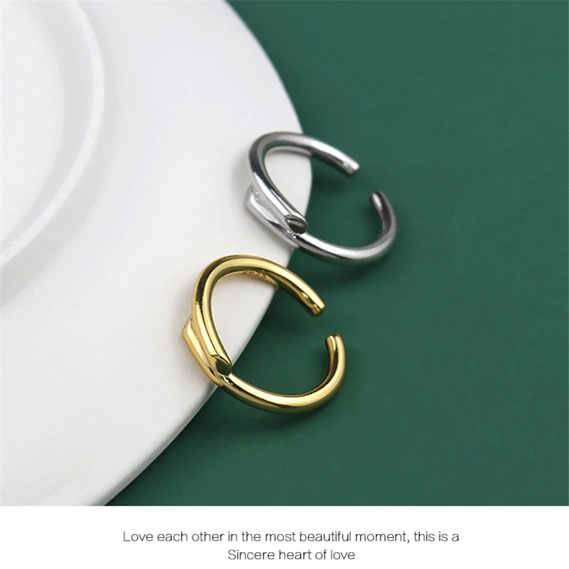 

Lispector 925 Sterling Silver Korean Simple Slim Rings for Women Minimalist Geometric Openwork Ring Unisex Casual Jewelry