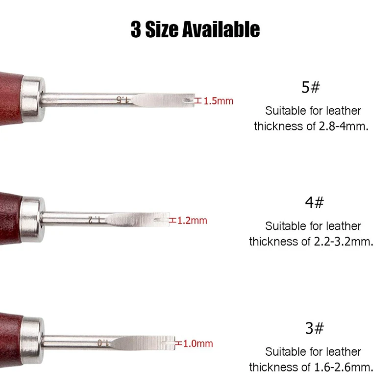 

3 Pc Leather Edge Beveler DIY Leather Craft Cutting Beveling Leather Edge Cutter Sturdy Wood Handle Leather Trimmer Tool