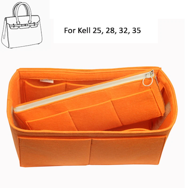 For Kel( l y 25, 28, 32, 35)Basic Style Bag and Purse Organizer  w/Detachable Zip Pocket-3MM Premium Felt (Handmade/20 Colors)
