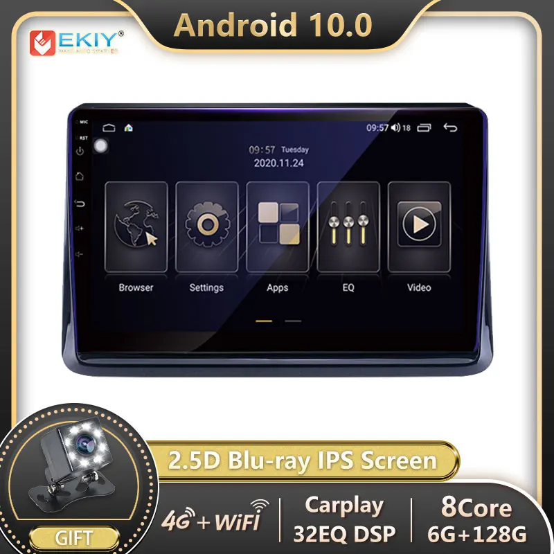 EKIY Blu Ray IPS DSP Android 10 для Toyota Noah R80 2014 2020 автомобильный Радио мультимедийный видео