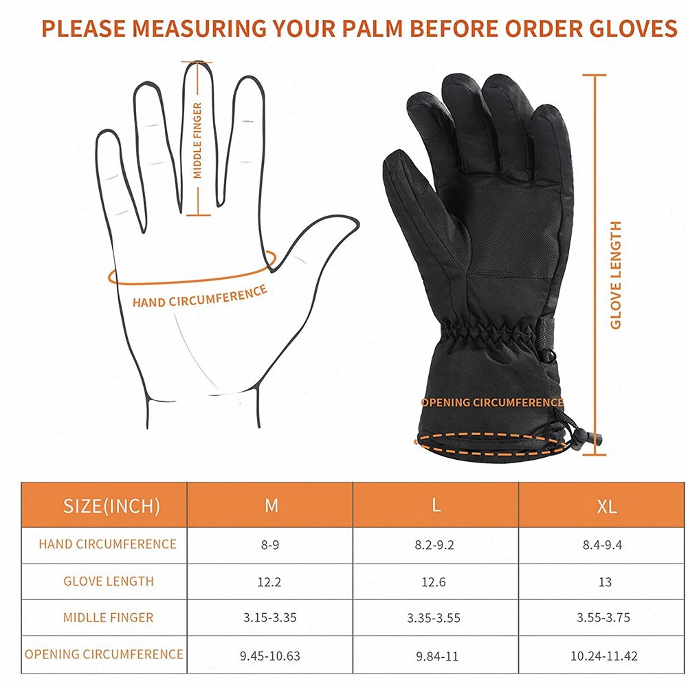 

Motocycle Heated Gloves Men Women Winter Electric Rechargeable Battery Warming Waterproof Thermal Riding Skiing Hand Warmers