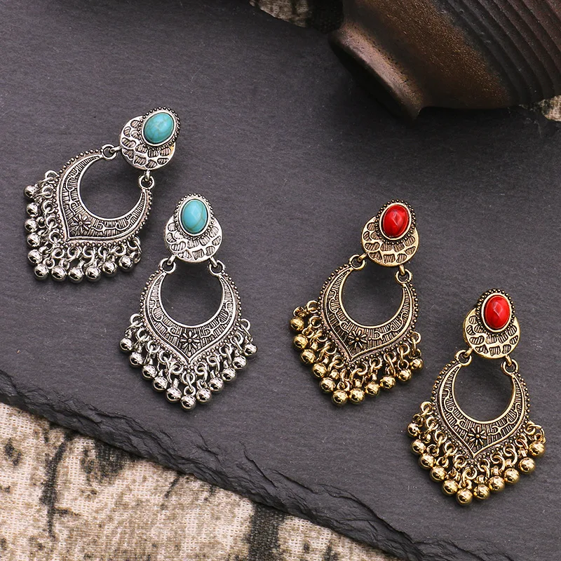 Большие длинные висячие серьги Exknl для женщин Винтажные с бахромой и цветами в