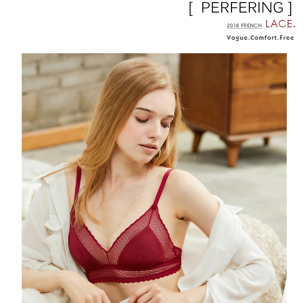 Perfering, комплект с бюстгальтером, трусики, бюстгальтер пуш-ап, трусики, нижнее белье, бюстгальтер с отделкой, бюстгальтер, Французский прозрачный, ультратонкий, романтический