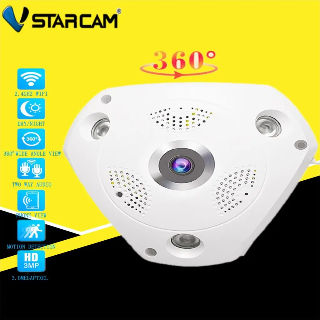 Vstarcam 360 камера IP 3MP рыбий глаз панорамная 1080P wifi панорамная камера наблюдения с наклоном и зумом 3D VR видео IP Cam Micro SD карта аудио удаленный домашний мониторинг