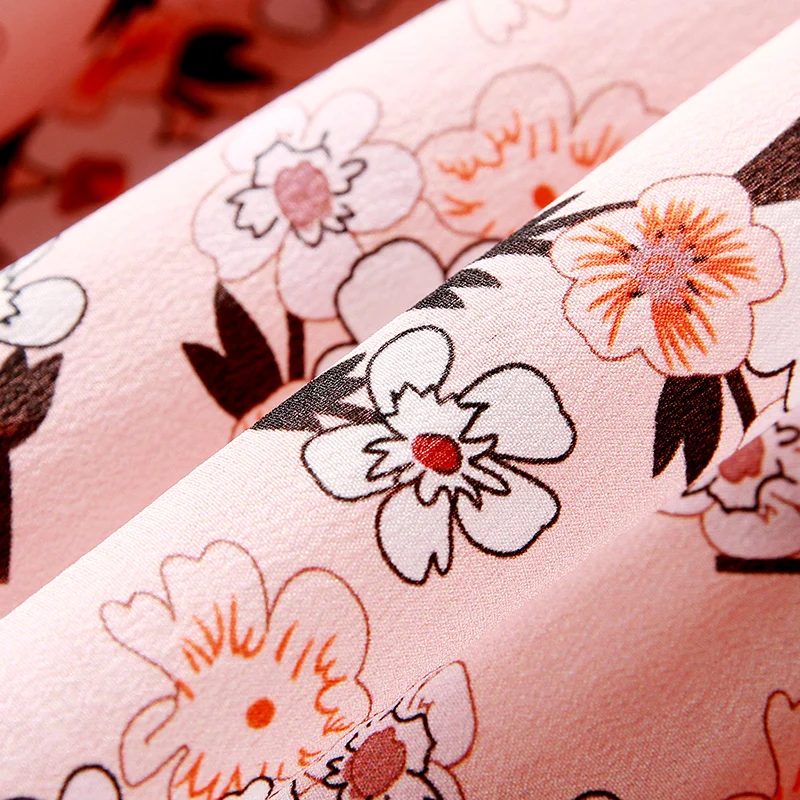 100% Real Silk Dress Pleated Floral Printed V Neck Half Sleeve A-line Casual Style New Fashion Summer 2019 | Женская одежда