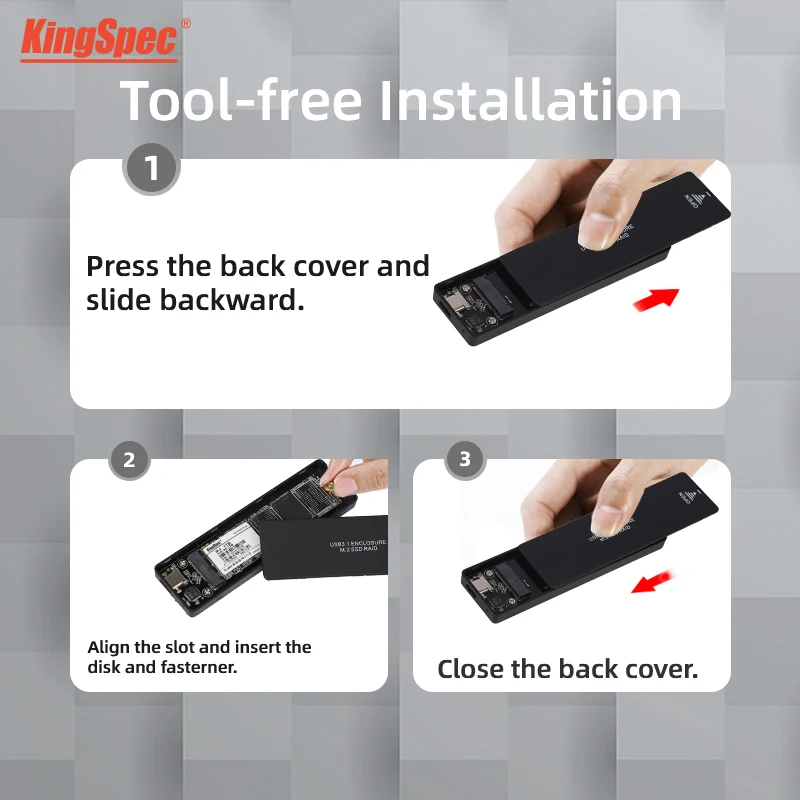 KingSpec алюминиевый корпус SSD M2 / NGFF к USB3.0 M.2 Твердотельный накопитель адаптер для