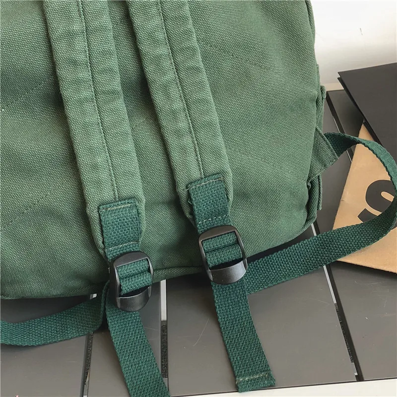 Винтажный холщовый рюкзак Женский однотонный дорожный на плечо простой стиль