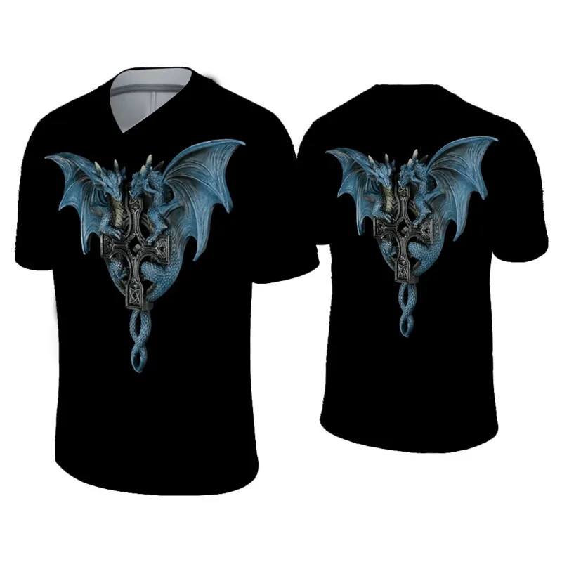 

2021 Summer O-neck Casual Series Vintage pattern Large Size Eagle Wings 3D Printing T-Shirt Street Fashion Short-Sleeved T-Shirt