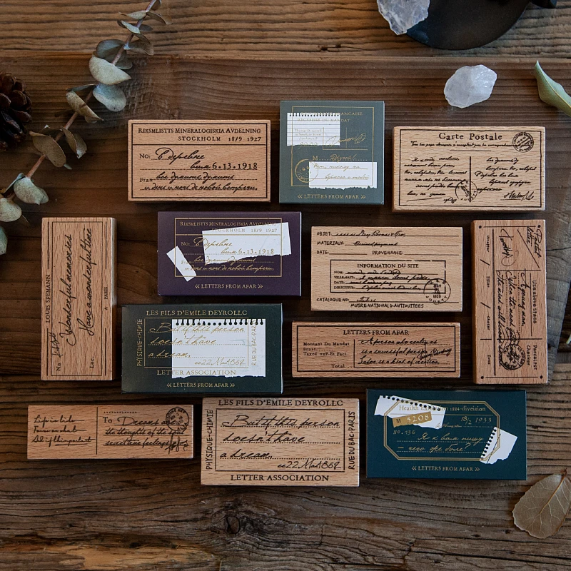 Винтажный Ежедневник с английскими буквами деревянная печать деревянные