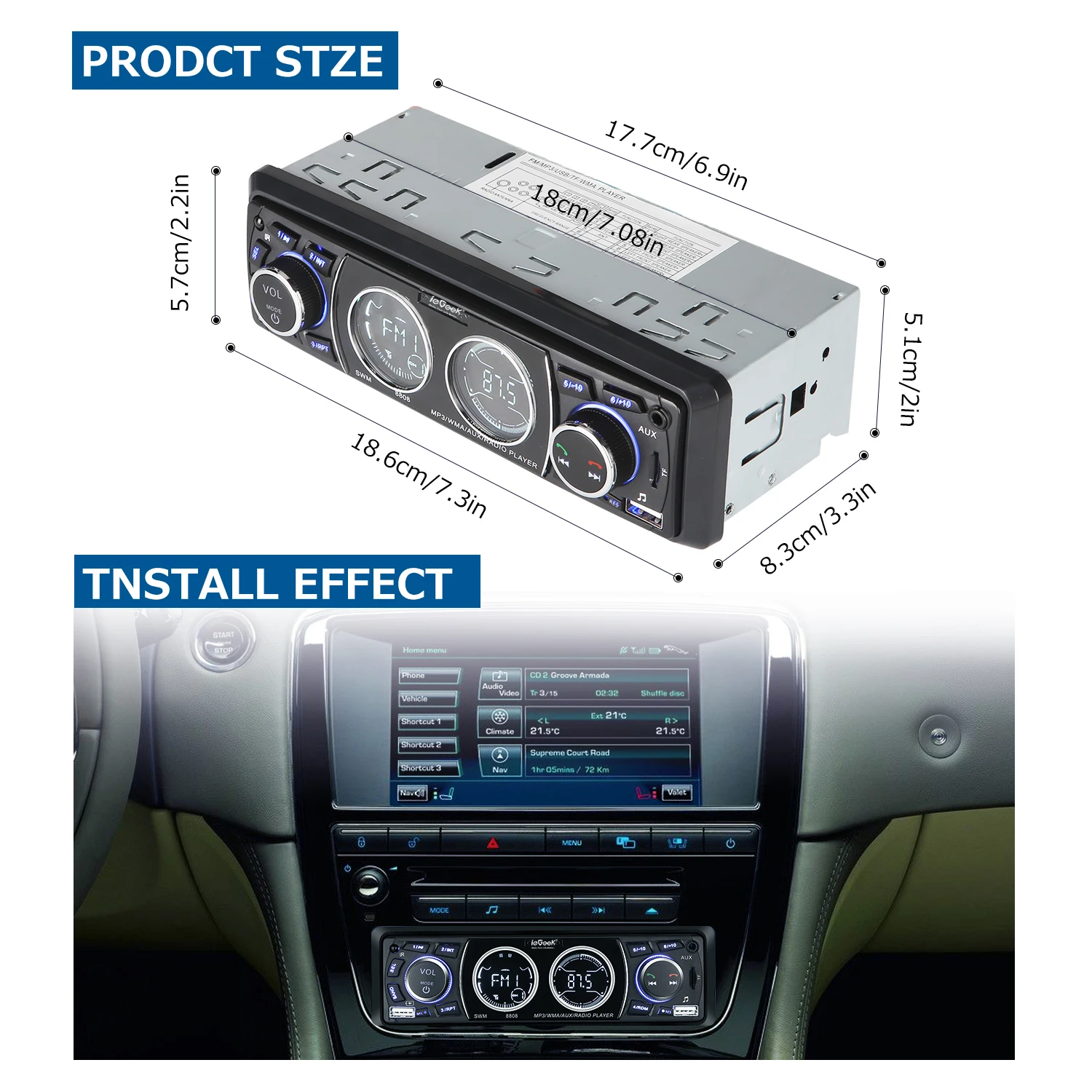 12V автомобильное радио Bluetooth MP3 плеер ЖК экран стерео аудио автомобиля FM USB/SD/AUX IN