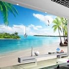Пользовательские 3D обои настенная живопись голубое небо белые облака пляж кокосовое дерево Пейзаж гостиная фон фото настенная живопись