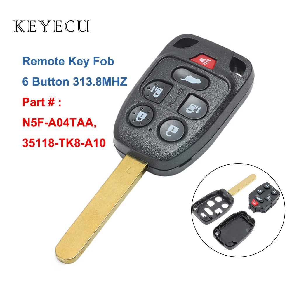 Дистанционный ключ Keyecu с 6 кнопками 313 8 МГц для Honda Odyssey 2011 2012 2013 FCC ID: N5F A04TAA|Ключ от