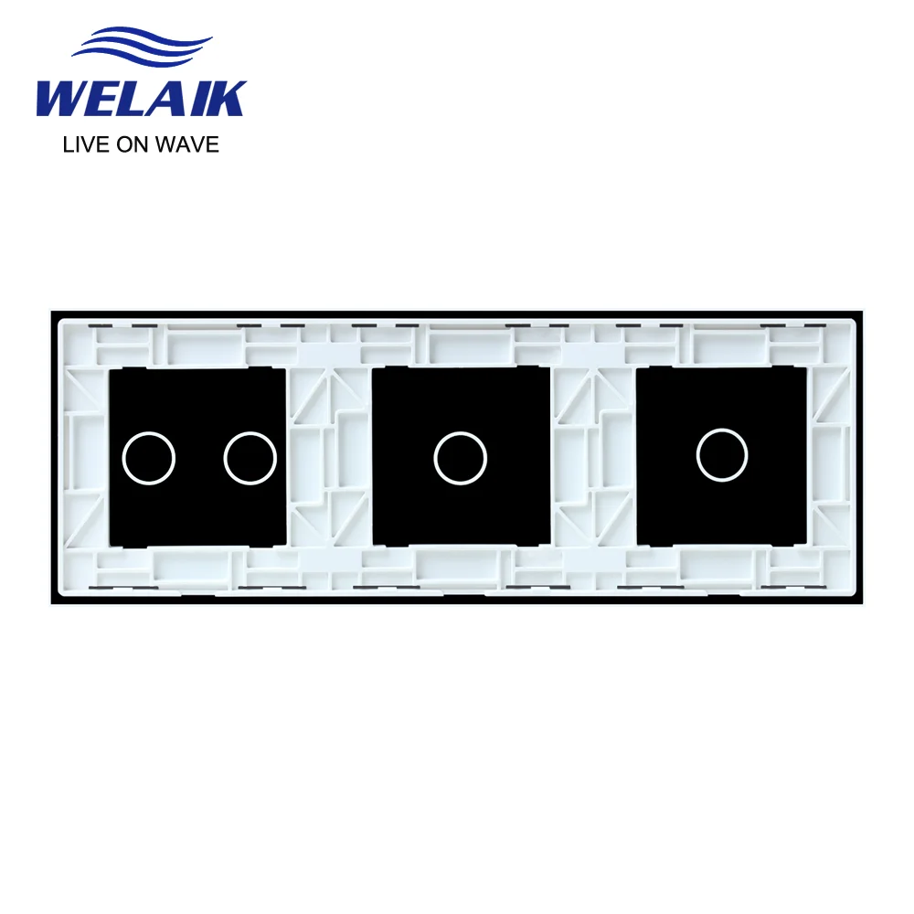 Сенсорный выключатель WELAIK A39112W1, европейский стандарт, 3 рамки, 222*80 мм, 1 клавиша, 2 клавиши, светодиодный светильник, настенный сенсорный выкл... (art.: 3a3900a359d) - 3a3900a359d