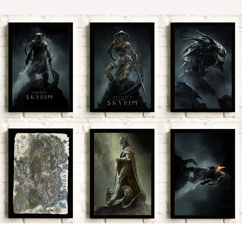 Skyrim ролевая карта плакат Классическая игра Фотографическая бумага Настенная