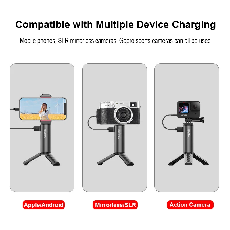 Ulanzi BG-4 5000mAh Power Bank Hand Grip +1/4 Screw USB Type-C Rechargeable for DJI OSMO Pocket GoPro 9/8/7 Action Camera Tripod