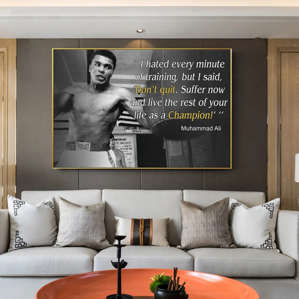 

Muhammad Ali The Greatest Poster Motivating Quote Boxing Canvas Wall Art Print Poster Decorative Cuadro for Gym Room Home Decor