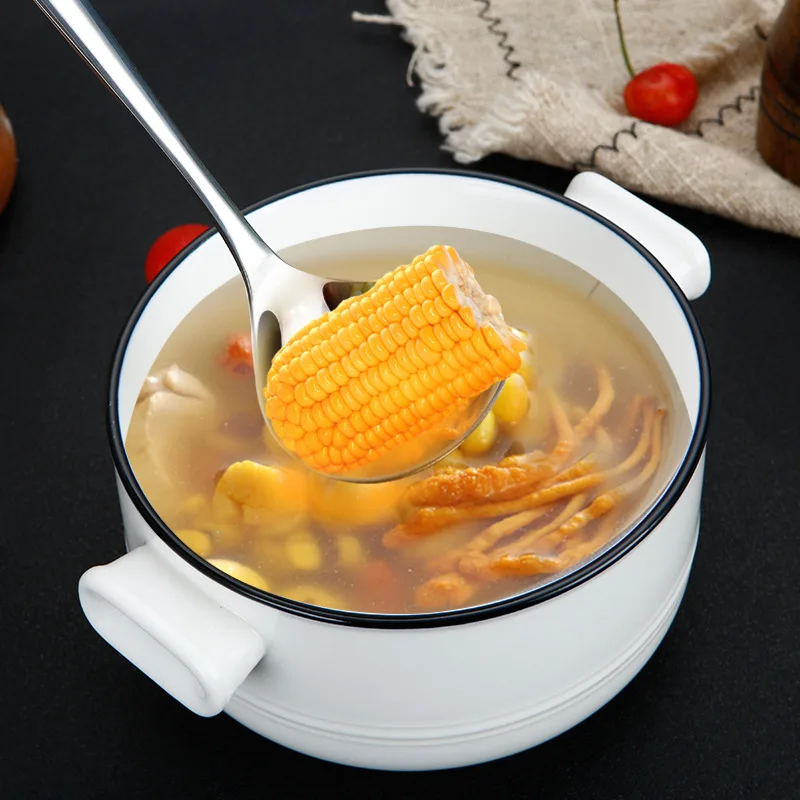 Серебряная длинная нержавеющая сталь для ложек набор столовых приборов супа