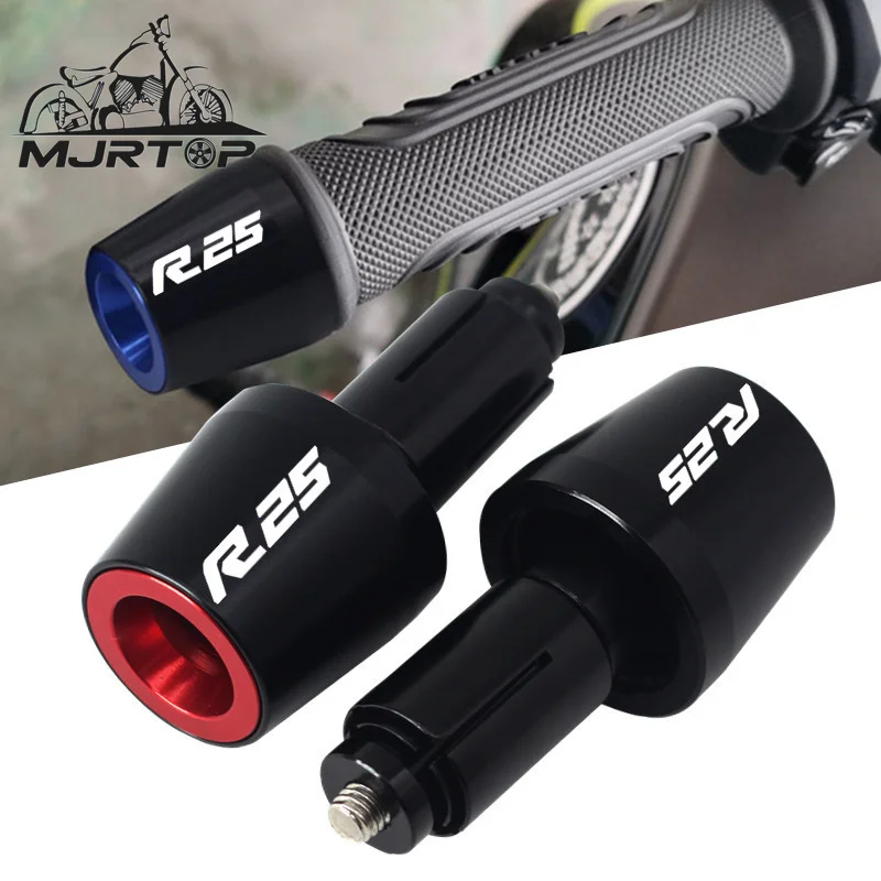 

2020 NEW Motorcycle R25 Logo 7/8'' 22MM Handlebar Grips Plugs For YAMAHA YZF-R25 YZFR25 Handle Bar Cap Sliders End Accessories