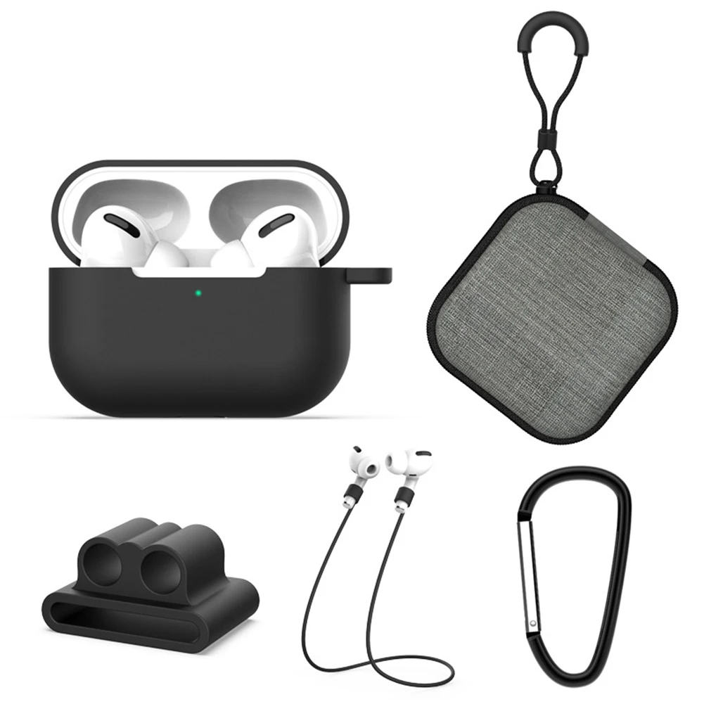 5IN1 силиконовый защитный чехол для наушников коробка AirPods Pro сумка хранения Анти