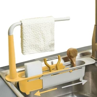 telescopic sink drain rack soap sponge holder organizer sink shelf hanger expandable storage basket kitchen tool