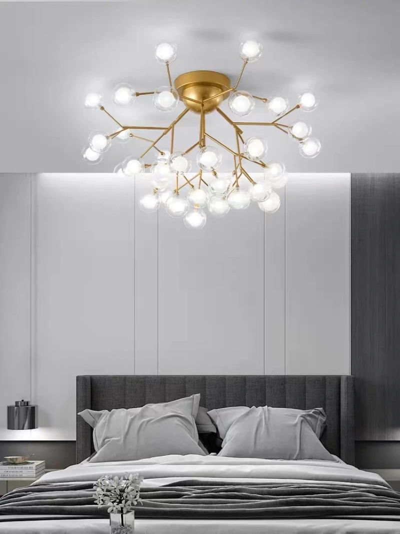

Modern G4 LED Glass Ball Shades Lights Tree Branch Chandelier Lighting Ceiling Lighting Pendant Lamp For Living Room Dining Room