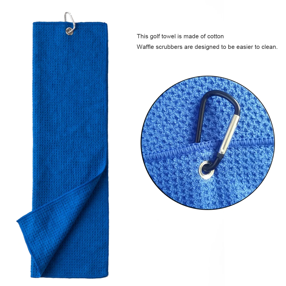 

Golf Towel Sports Running Yoga Fitness Cleaning Towels with Buckle Clip Microfiber Hook Cleans Clubs Balls Hands