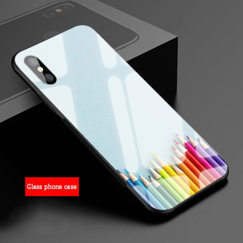 Цветной чехол для телефона из закаленного стекла с рисунком карандаша iphone 13 12 11 Pro