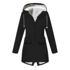 Женская ветрозащитная куртка с капюшоном, черная плюшевая куртка с длинным рукавом, зима 2021